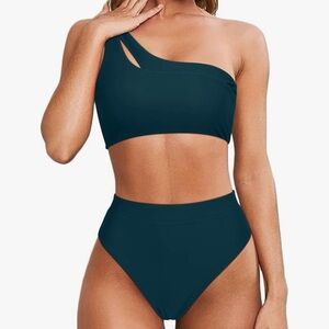 MOOSLOVER Women Cutout One Shoulder High Waisted Bikini